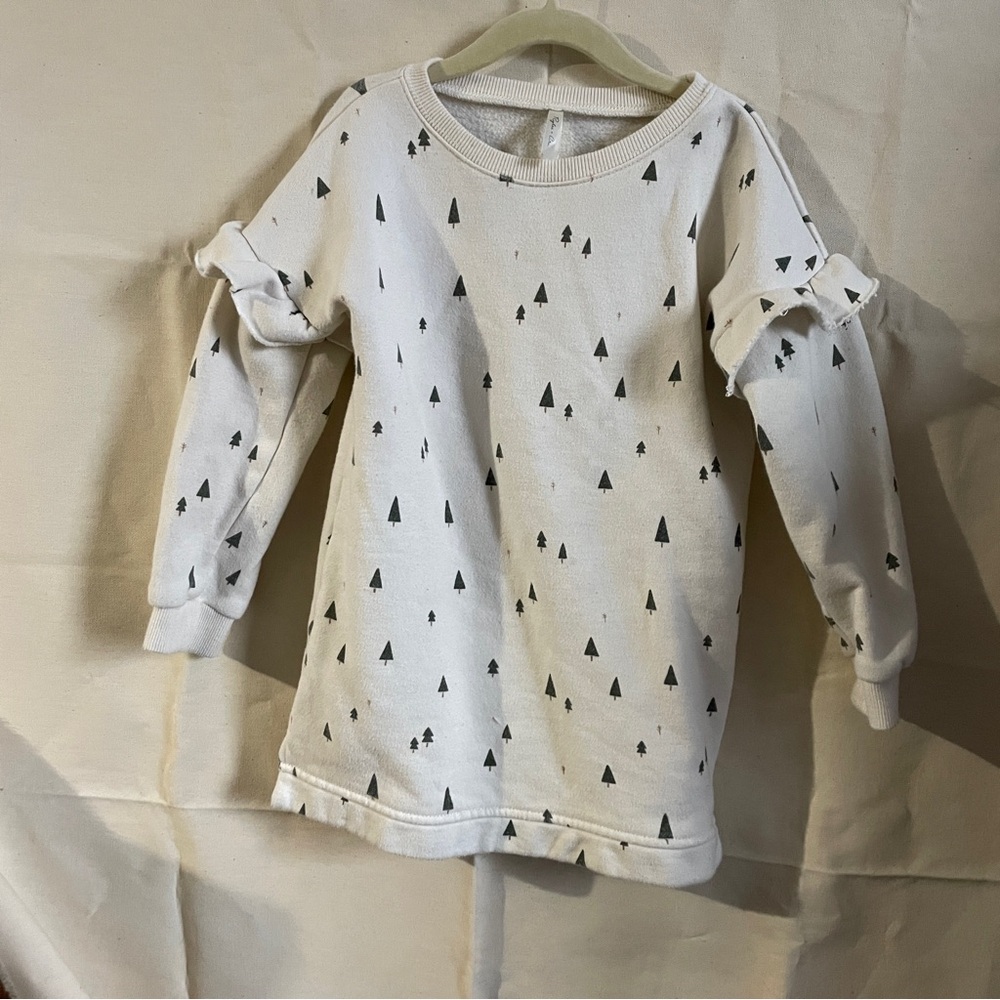 Rylee + Cru White Sweatshirt Dress Tree Print